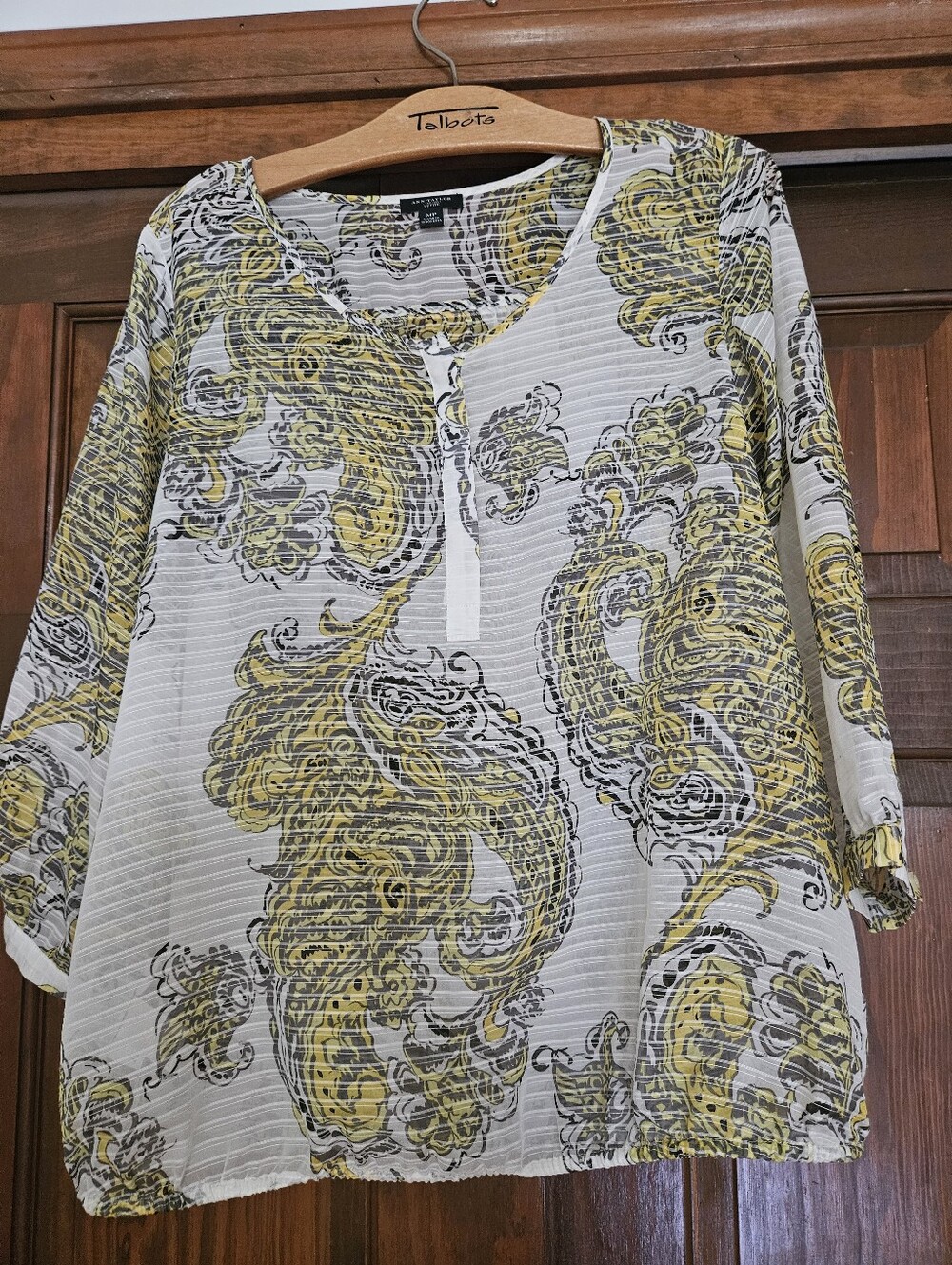White Tunic with Yellow & Gray Paisley Print